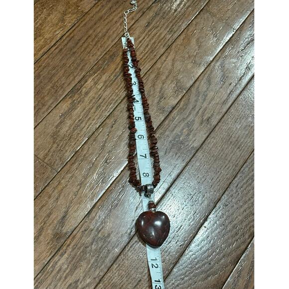 Vintage Jay King Mine Finds DTR 925 Silver Red Jasper Heart Pendant Necklace - Picture 8 of 14